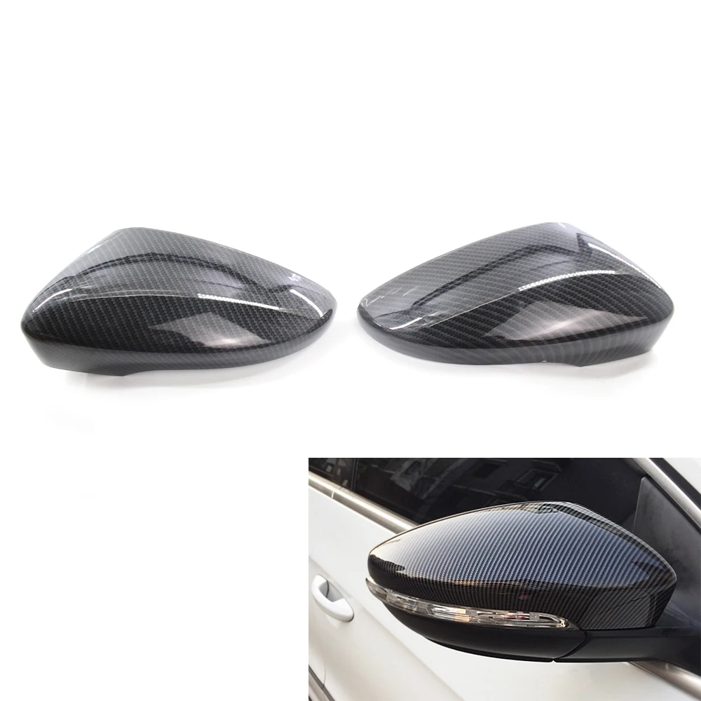 Carbon Fiber Printed Style LH&RH Rearview Mirror Cover Cap Shell for VW Passat B7 CC Jetta 11-17 Not fit North American Version