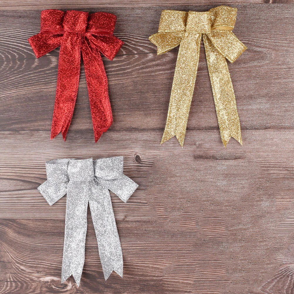 

Golden Bow Decoration Holiday Tree Fabric Wreath Bows Ribbon Ornaments Outdoor Christmas Decorations