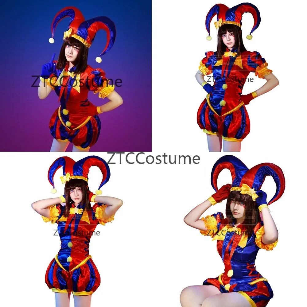 

Pomni Cosplay Costume Amazing Circus Clown Uniform Halloween Carnival Party Outfit Role Play Jumpsuit