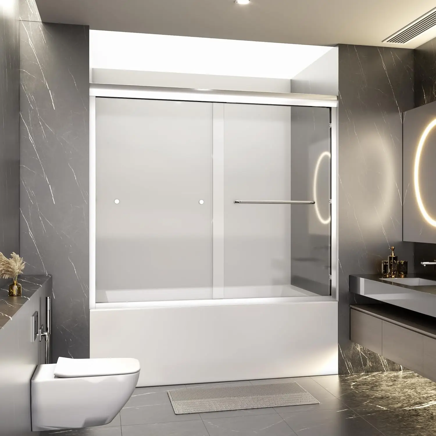 Double Sliding Bathtub Shower Door 56-60