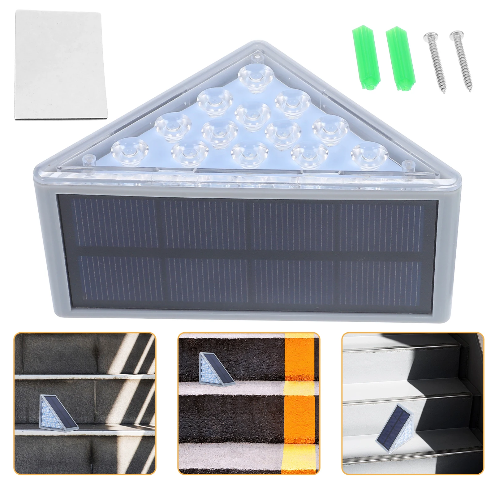 Solar Stair Light Outdoor Step Yard Deck Porch Decorations Bright Triangular Shape Easy Installation Waterproof Garden Pathway