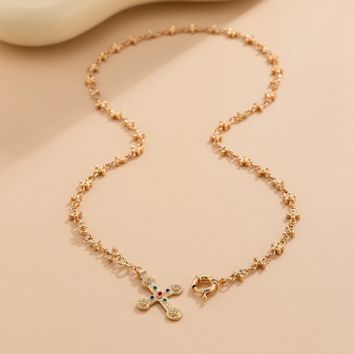 KunJoe Vintage Jesus Cross Pendant Long Necklace for Women Creative Gold Color Collar Chain Party Jewelry Daily Y2K Accessories