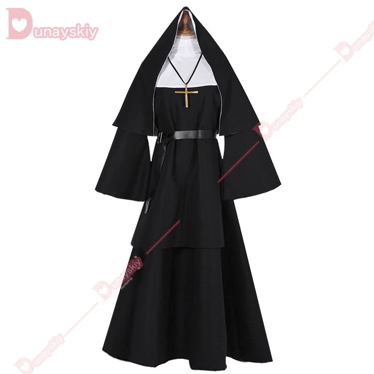 The Nun Cosplay Costume Horror Films Cosplay Cross Halloween Costume The Conjuring Black Women Halloween Costume