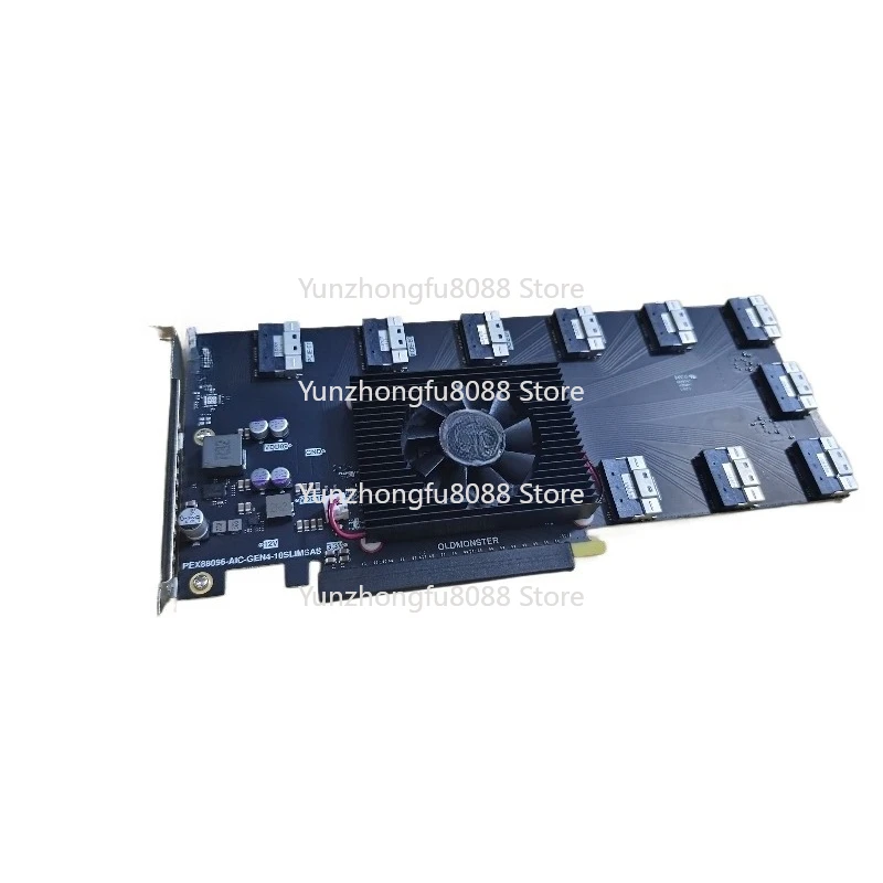 بطاقة توسيع التبديل PCIE4.0 10 * SFF-8654 8i U.2 NVMe توسيع بطاقة الرسومات AI