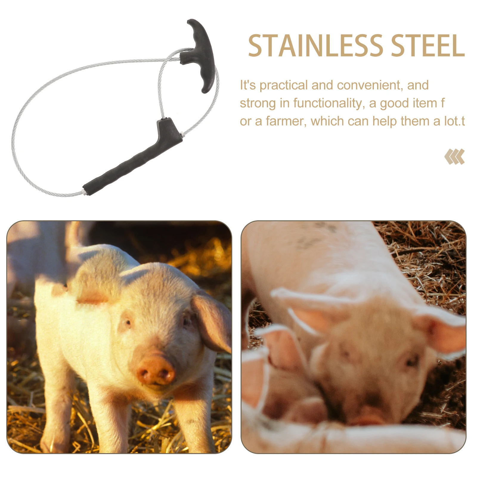 

Stainless Steel Holder Catcher Adjustable Wire Snare Farm Animal Equipment Durable Portable Pig Holder Catcher Black