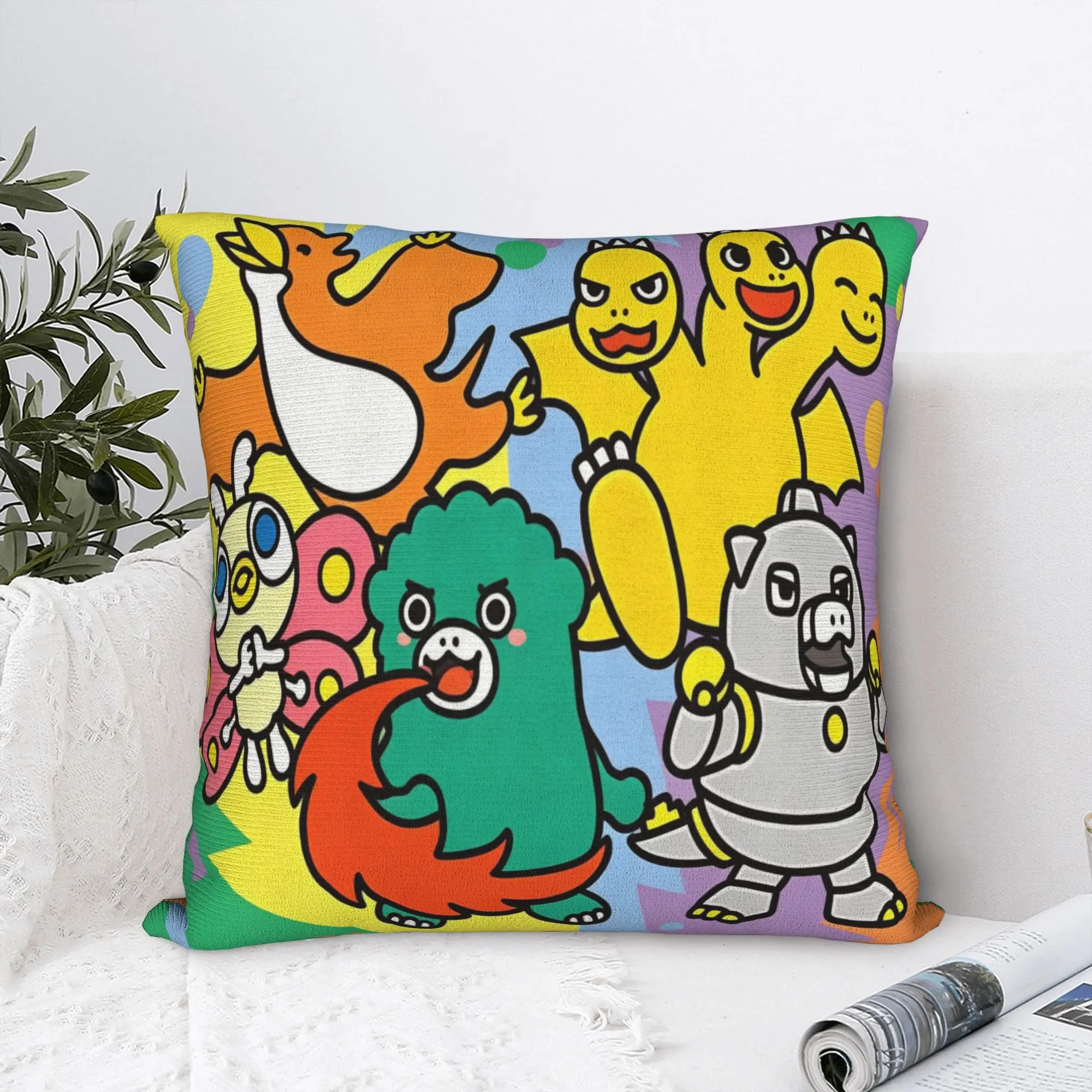 Chibi Monster Raids Again Square Pillow Case Kawaii Cushion Cover Awesome Zippered Decorative Pillowcover for Seat 45x45cm
