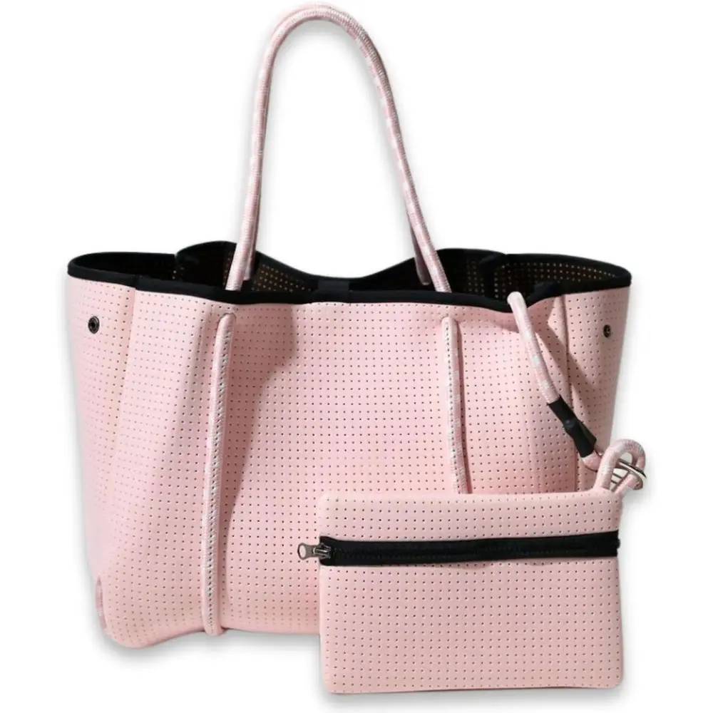 Large Neoprene Tote Bag for Women - Everyday Designer Handbag, Travel, Work, and Beach with Pockets and Zipper Pouch