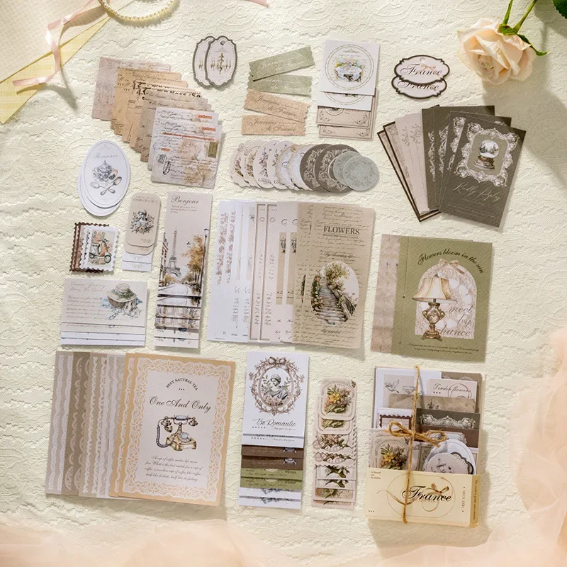 French Elegance Quantity for Journal Decor Writable Sticker Set Romance in Southern France Series 100 Sheet Large