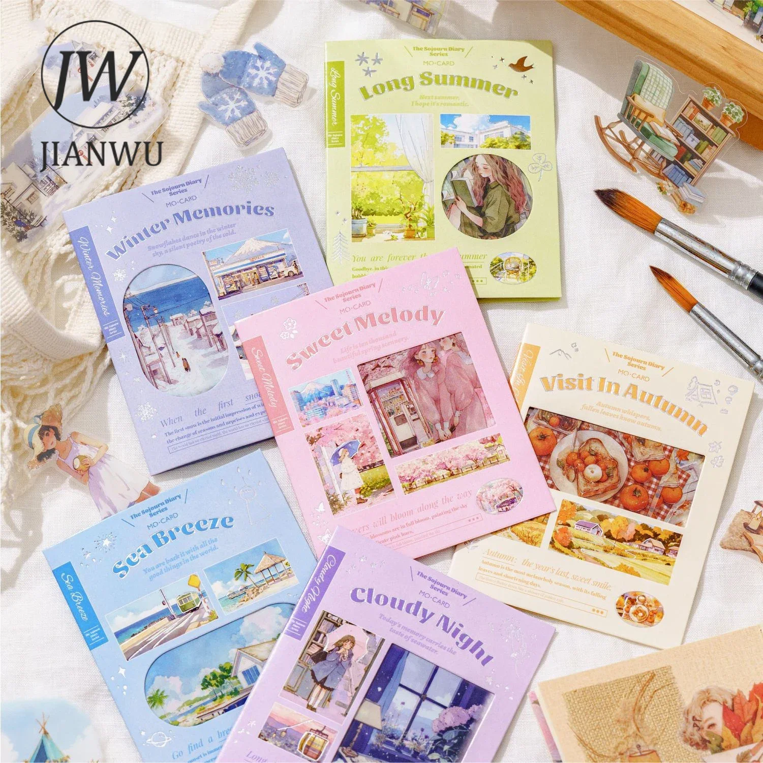 JIANWU Sojourn Diary Series Character Flower Travel Landscaping Material Collage PET Sticker Creative DIY Journal Stationery