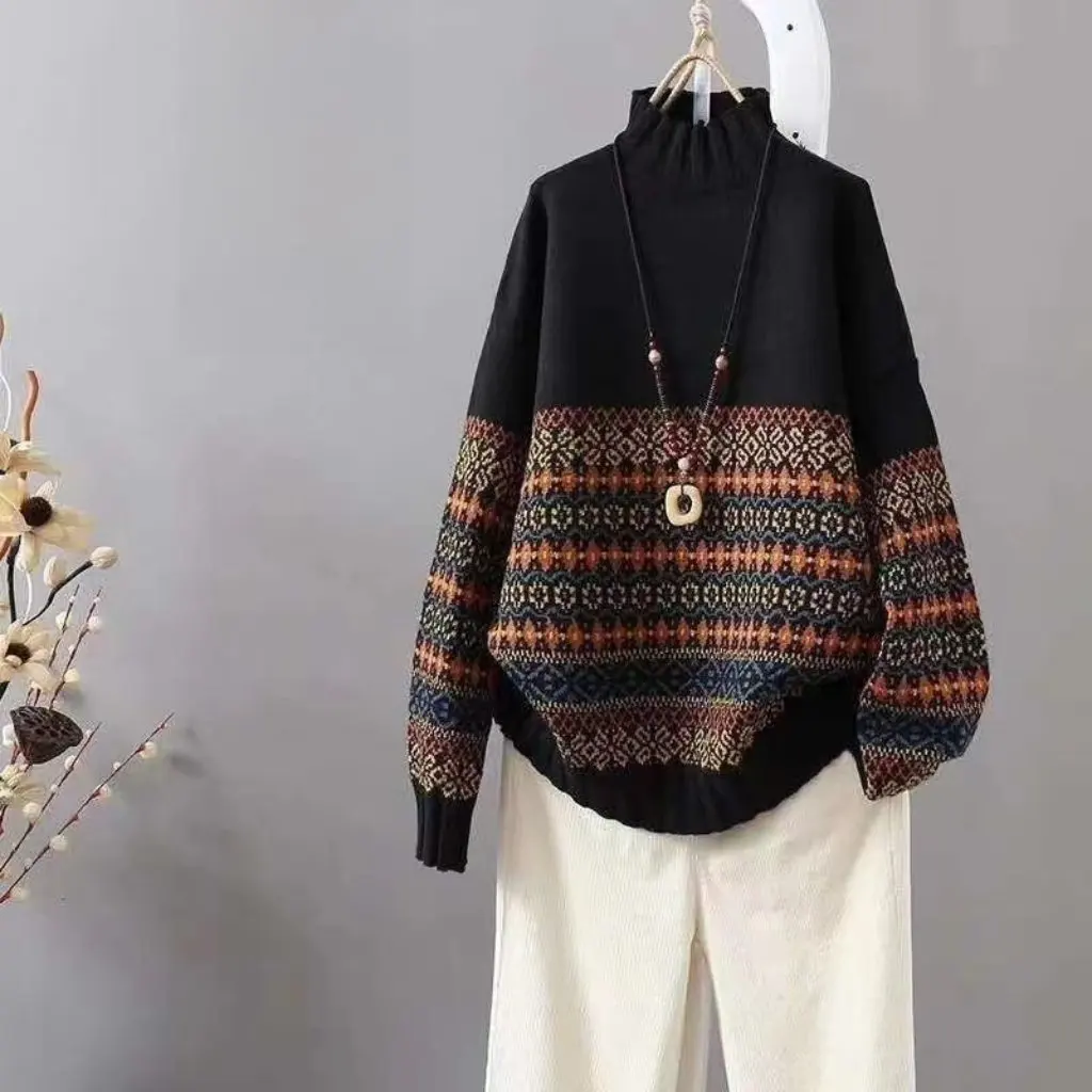 

Women's plus Size Slimming Pullover Sweater Fashion Trend Base Layer Autumn Winter Design Sense All-match Spring