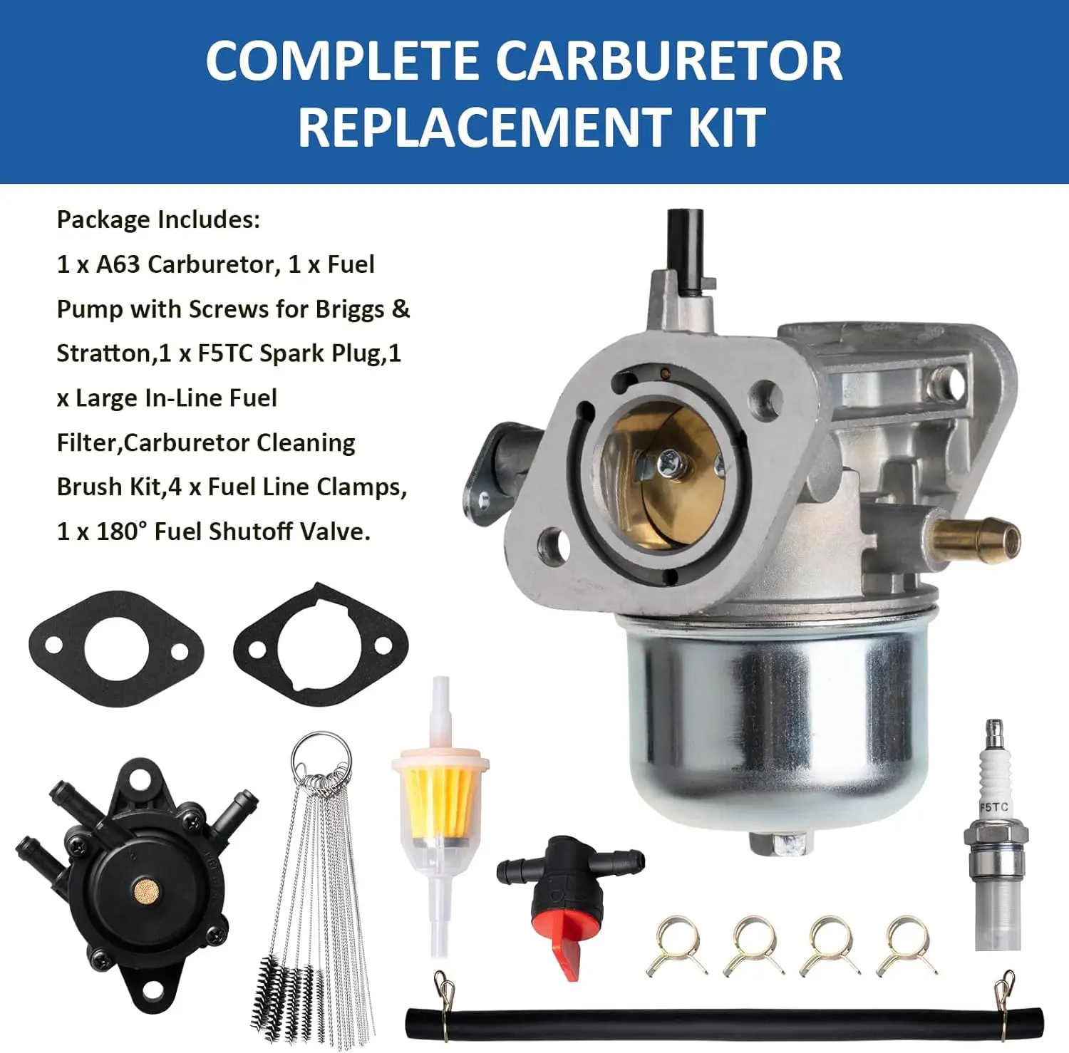 Carburetor for Kawasaki FH430V FH381V FH541V  Engine, Carb with Fuel Pump & Air Filter, Replaces 15003-7061 15003-7047