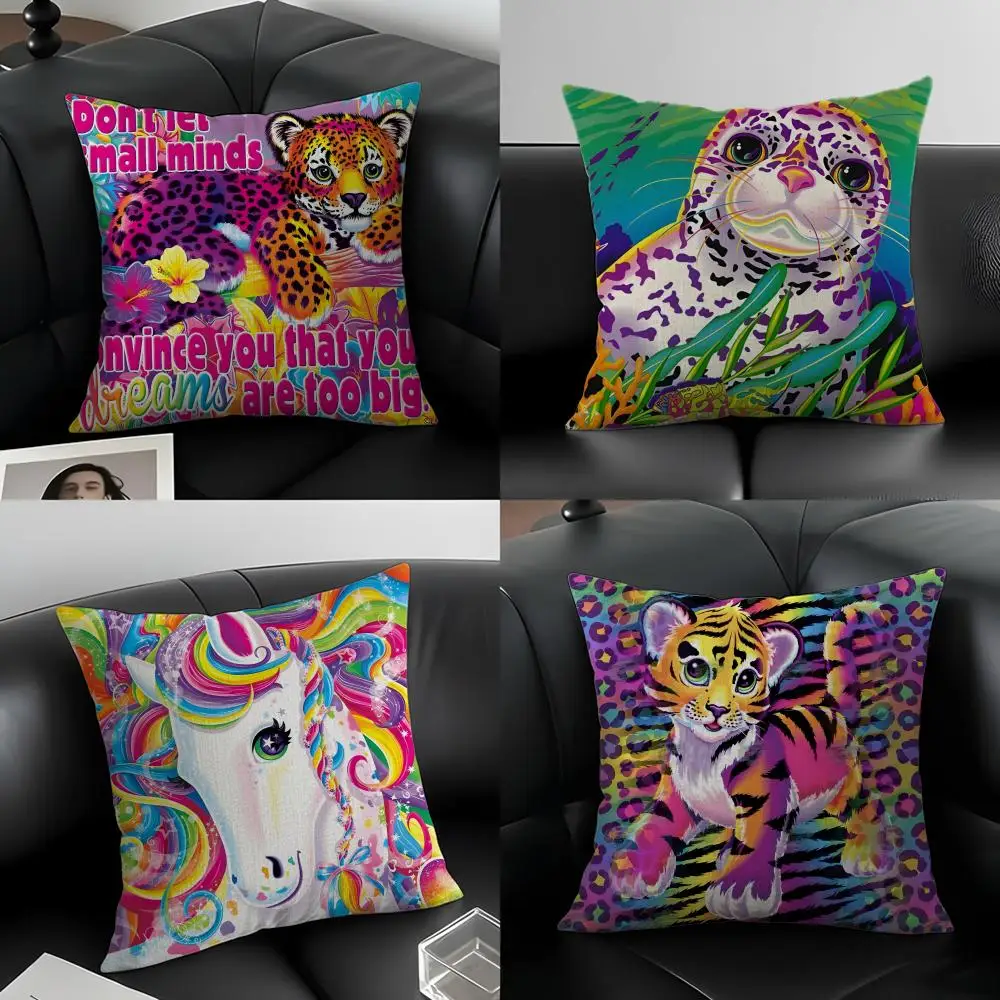 Art Lisa Frank Cushion Cover Natural Linen Pillowcase Set, All-in-One Decor for Sofa, Bedroom & Chair
