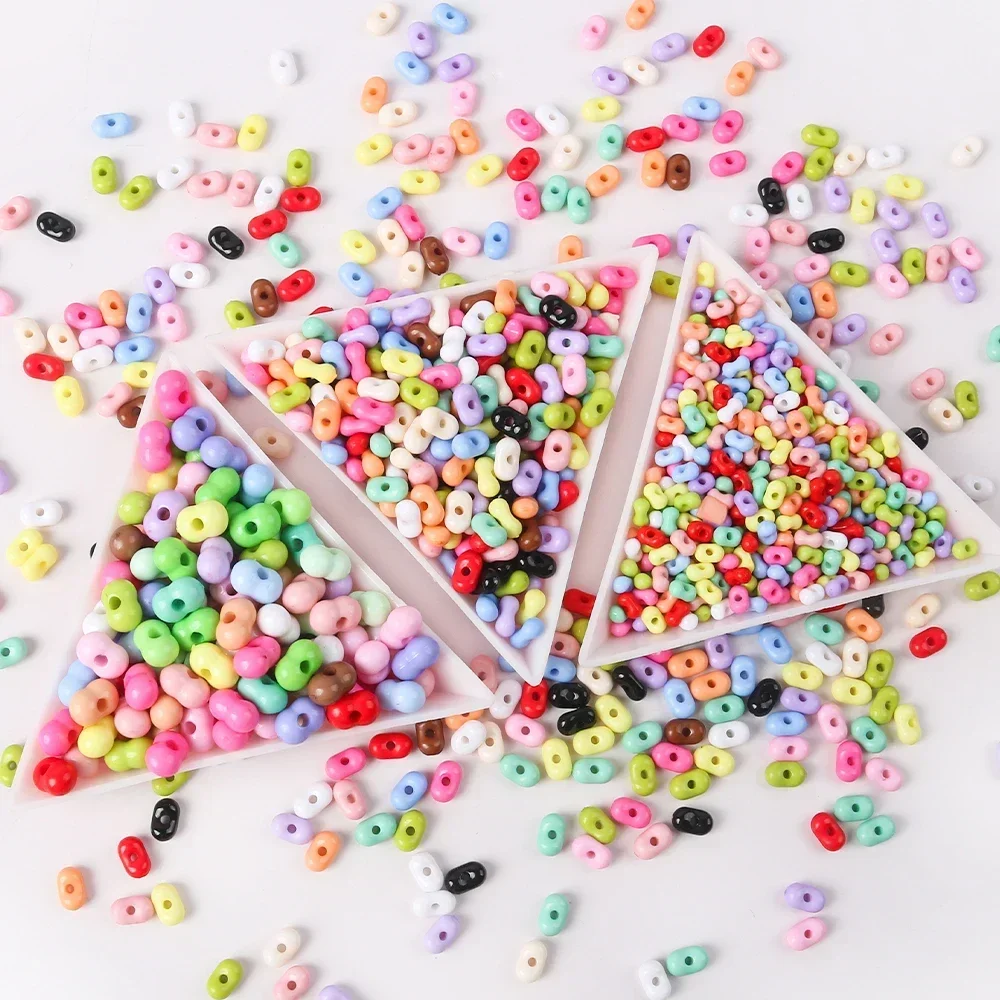 

10g Acrylic Solid Color Peanut Beads Candy Color Loose Holes Beads DIY Making Jewelry Bracelet Necklaces Accessories Materials