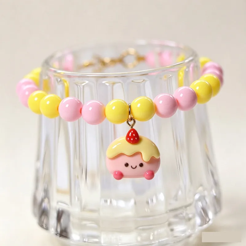 Kawaii Macaron Beaded Pet Necklace Adjustable Sweet Dessert Donut Cake Pendant Collar for Small Dog Cat Puppy Kitten Decor