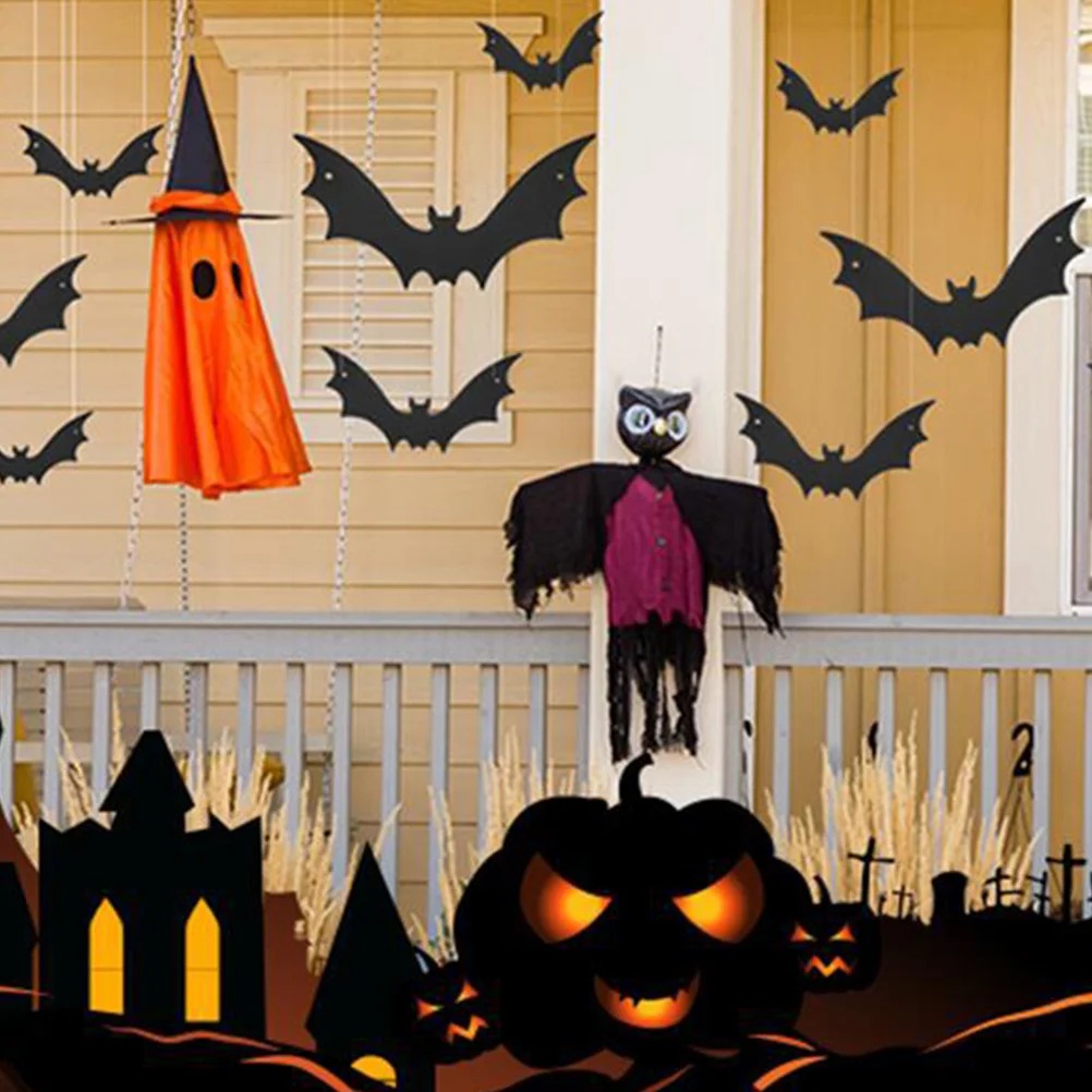 

12Pcs Creative Halloween Pendants Sling for Ceiling Windows Doors Amusing Festive Atmosphere Halloween Bat Pendant