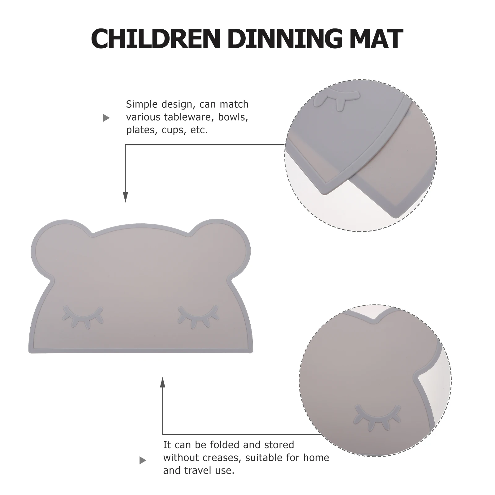 

Silicone Placemat Cartoon Baby Dining Mat Non Table Mat Slip Tableware Pad Toddler Eating Home Travel Family Decor