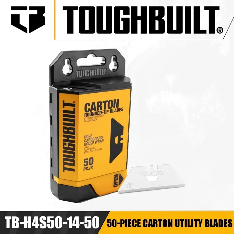 TOUGHBUILT TB-H4S50-14-50 Cuchillas de utilidad de cartón de 50 piezas especializadas para cuchillos de utilidad Hoja de seguridad SmartTake premium