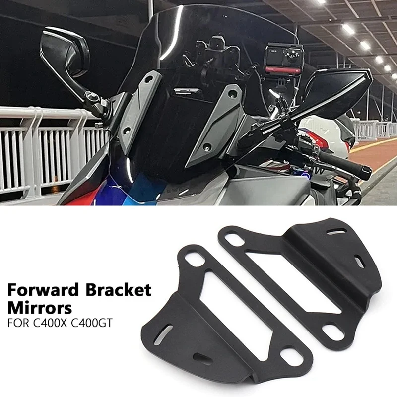 1 Pair Forward Moving Bracket Side Mirrors Holder Anti Shake Rearview Mirror Black Metal For BMW C400GT C400 GT C400X C 400 X