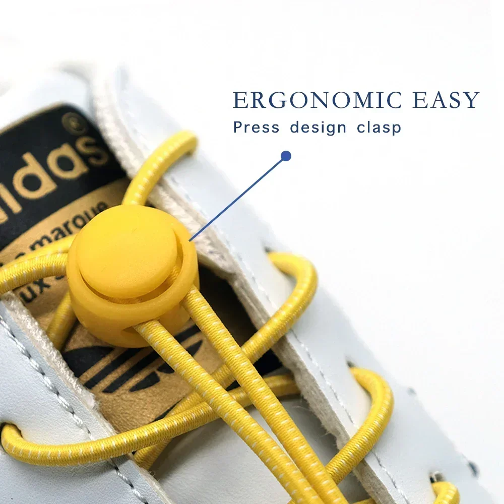 1 Pair of No Tie ShoesLaces Rubber Round Spring Lock Elastic Sneaker Shoelaces Laces Accessories Suitable for Kids Adult Lazy image 2