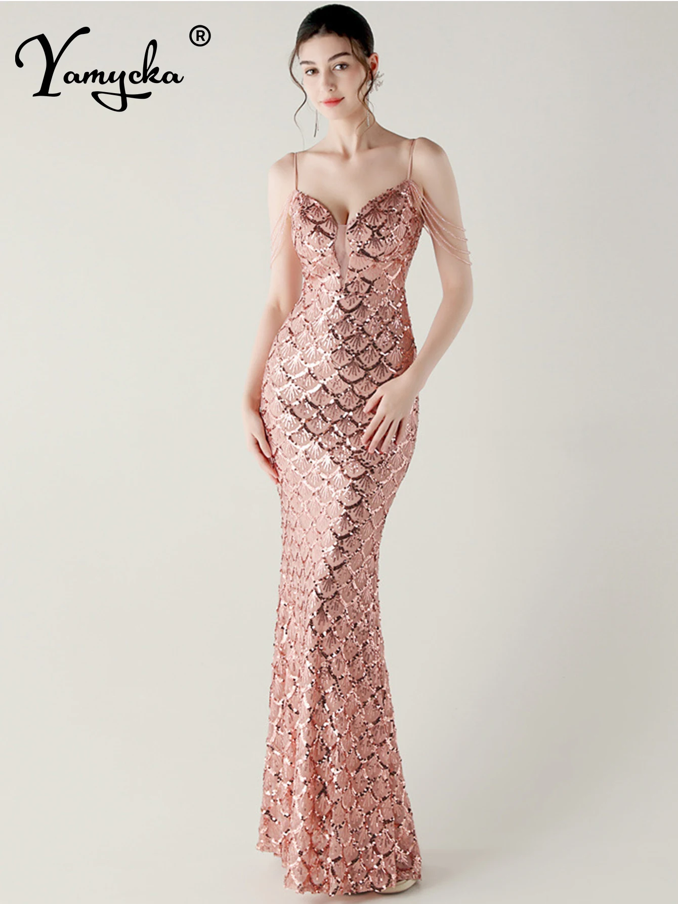 Seksowna różowa sukienka bez pleców z cekinami letnia sukienka damska elegancka długa sukienka imprezowa kobieta luksusowe sukienki wieczorowe z rybim ogonem vestidos