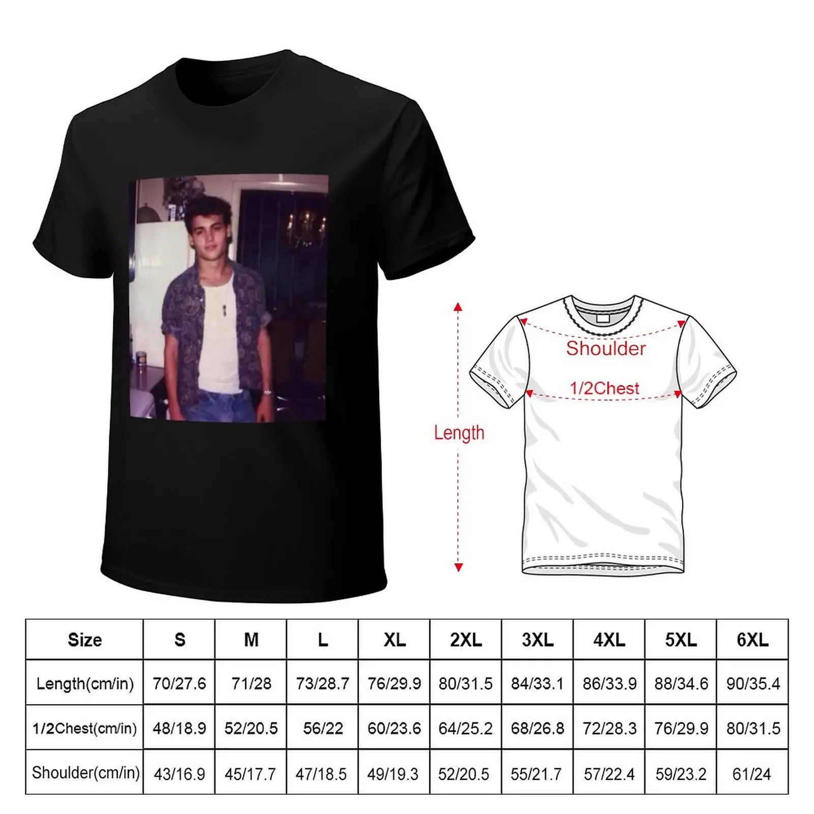 Young Johnny Depp T-Shirt Basic Simple Casual Short Sleeve Tee