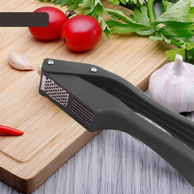 TOPLIVING Plastic 2 In 1 Garlic Press With Peeler Multifunctional Garlic Crusher Wide Handle Double Slot Garlic Chopper Mincer K