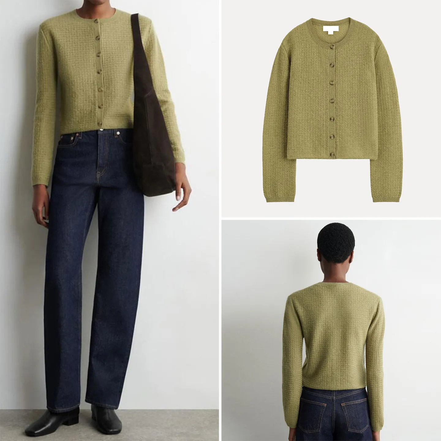 

Women's Knitted Cardigan 2026 Spring Season Versatile Simple Zigzag Pattern Regular Fit Long Sleeve round Neck Short Style