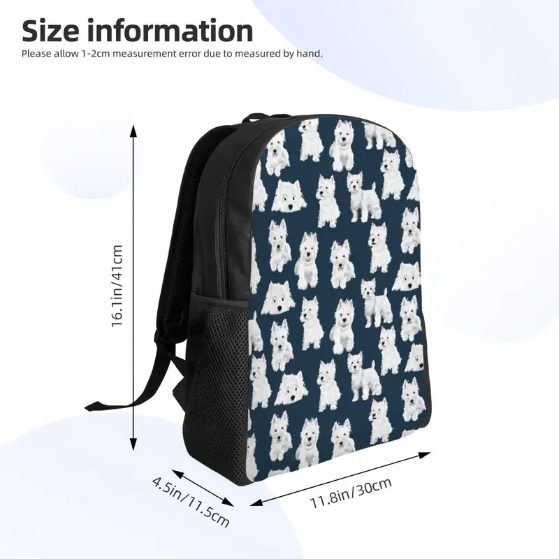 Mochila personalizada West Highland White Terrier Dog para hombres y mujeres, bolsa de libros para estudiantes universitarios, se adapta al ordenador portátil de 15 pulgadas, bolsas para cachorros