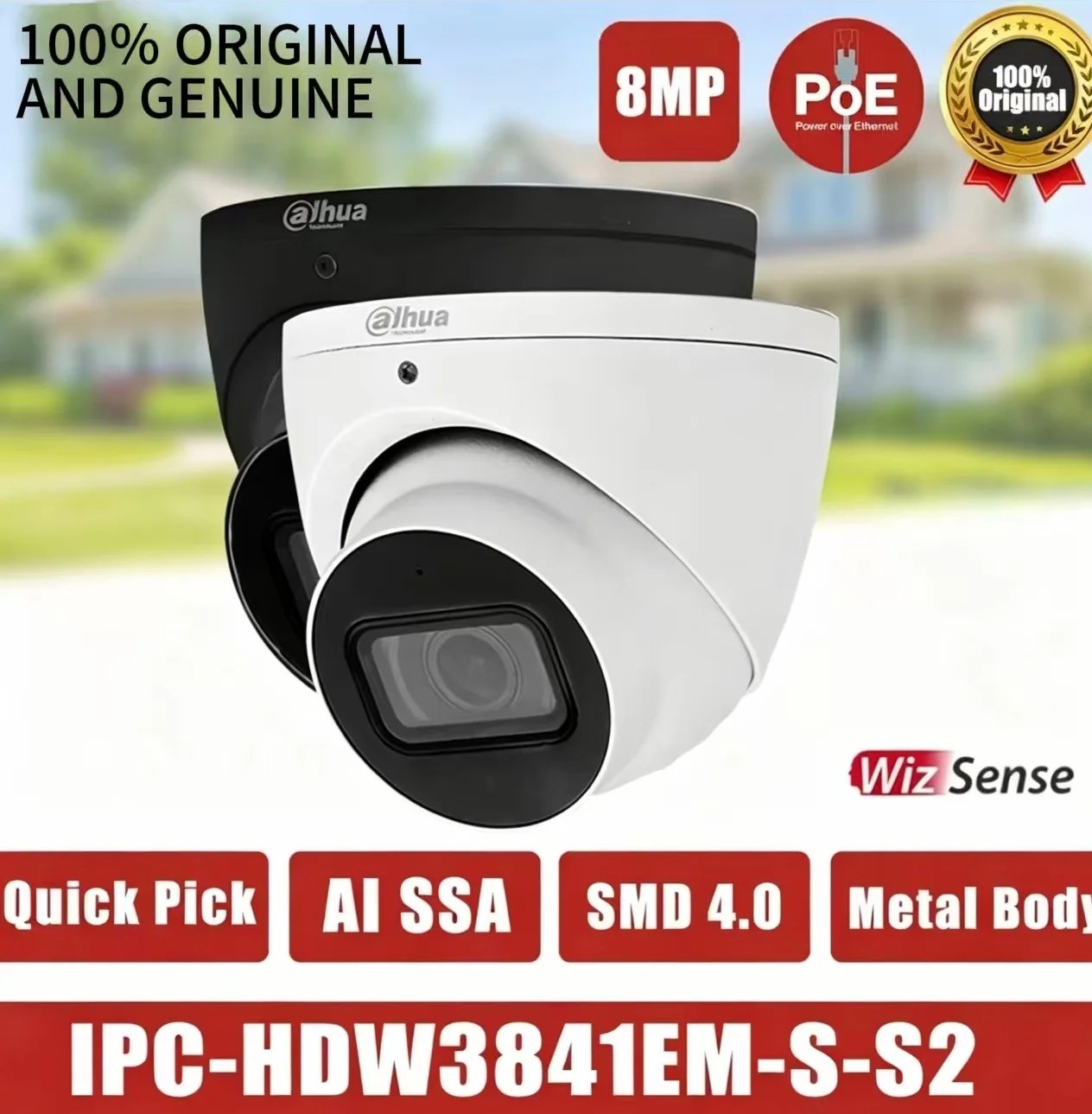 

Оригинальная IP-камера Dahua 8 Мп Full Metal WizSense с защитой периметра, функцией быстрого выбора, интеллектуальным ИИ SSA и встроенным микрофоном IPC-HDW3841EM-S-S2