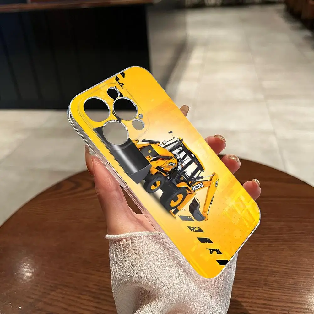 Excavator J-JCBs Logo Phone Case Transparent for iphone 15 14Pro 11 12 14 Pro Max Mini 6 6s 7 8 Plus X XR XS SE2020 Cover