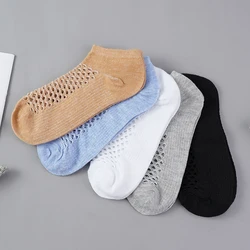 5 Pairs/Lot Men Spring Summer Hole Socks Breathable Cave Casual Soft Thin Low Cut Short Mesh Ankle Funny Man Sokken