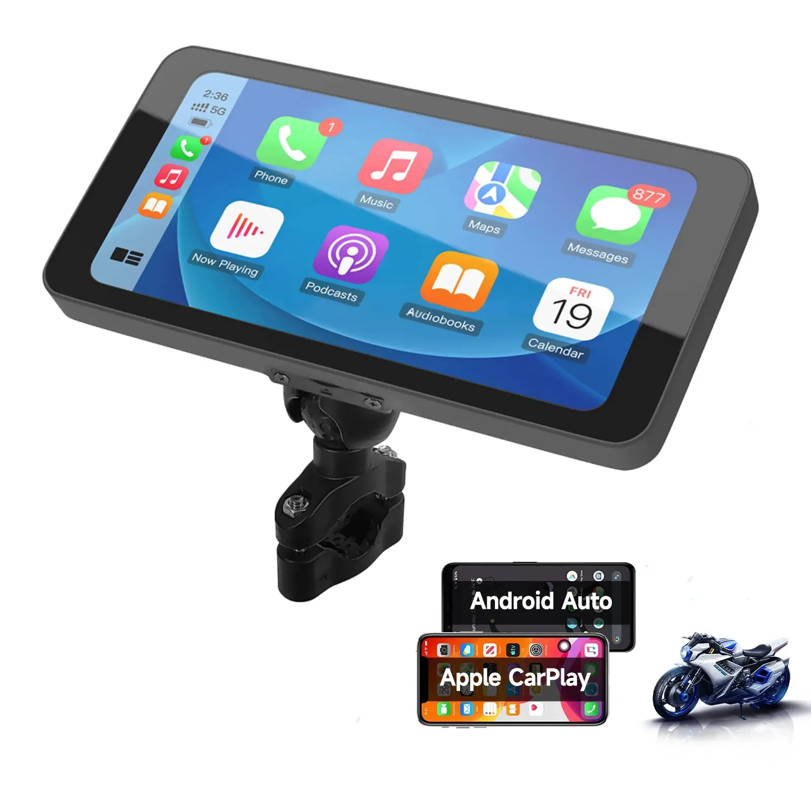 

For L-300 Motorcycle Smart System Linux CarPlay Android Auto TPMS 6.23" IPS Screen IP67 Waterproof Universal Fit