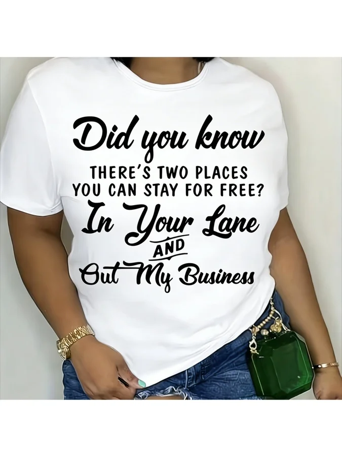 Did You Know In Your Lane T Shirt Women Funny Sarcastic Slogan Graphic Tees Out My Business Letter Printed White Crew Neck Short Sleeve Top Casual Outfits