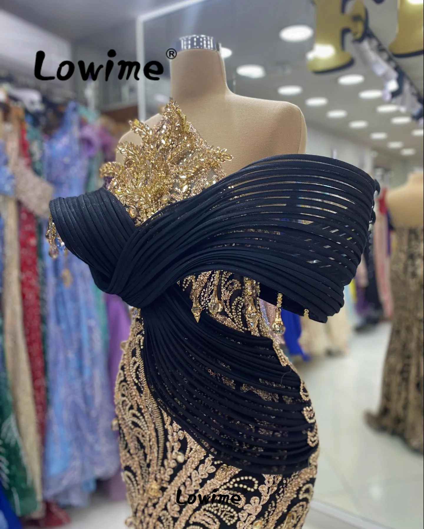 Black New Arrival Abendkleid Luxury 2024 Dubai Arabic Evening Dress Mermaid Aso Ebi Crystals Mermaid Prom Dresses Off Shoulder