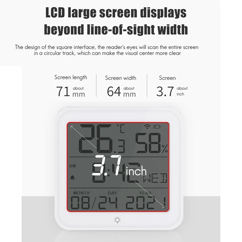 เซ็นเซอร์ความชื้น WIFI สมาร์ทโฮมเซ็นเซอร์ความชื้นสมาร์ทไลฟ์เซ็นเซอร์อุณหภูมิในร่มฟังก์ชั่นนาฬิกาสำหรับบ้าน
