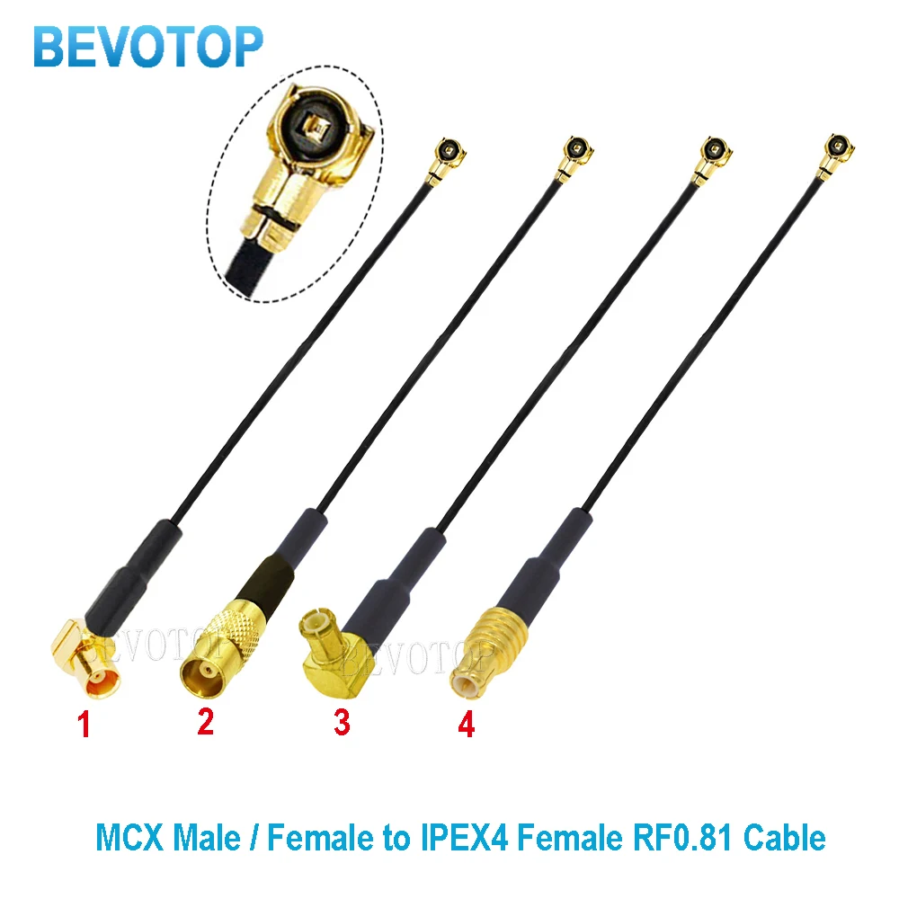 1pcs MCX Male/Female Right Angle Plug to  4 4 Female Jack RF0.81 Cable Adapter Pigtail Antenna Coaxial Extension Cable