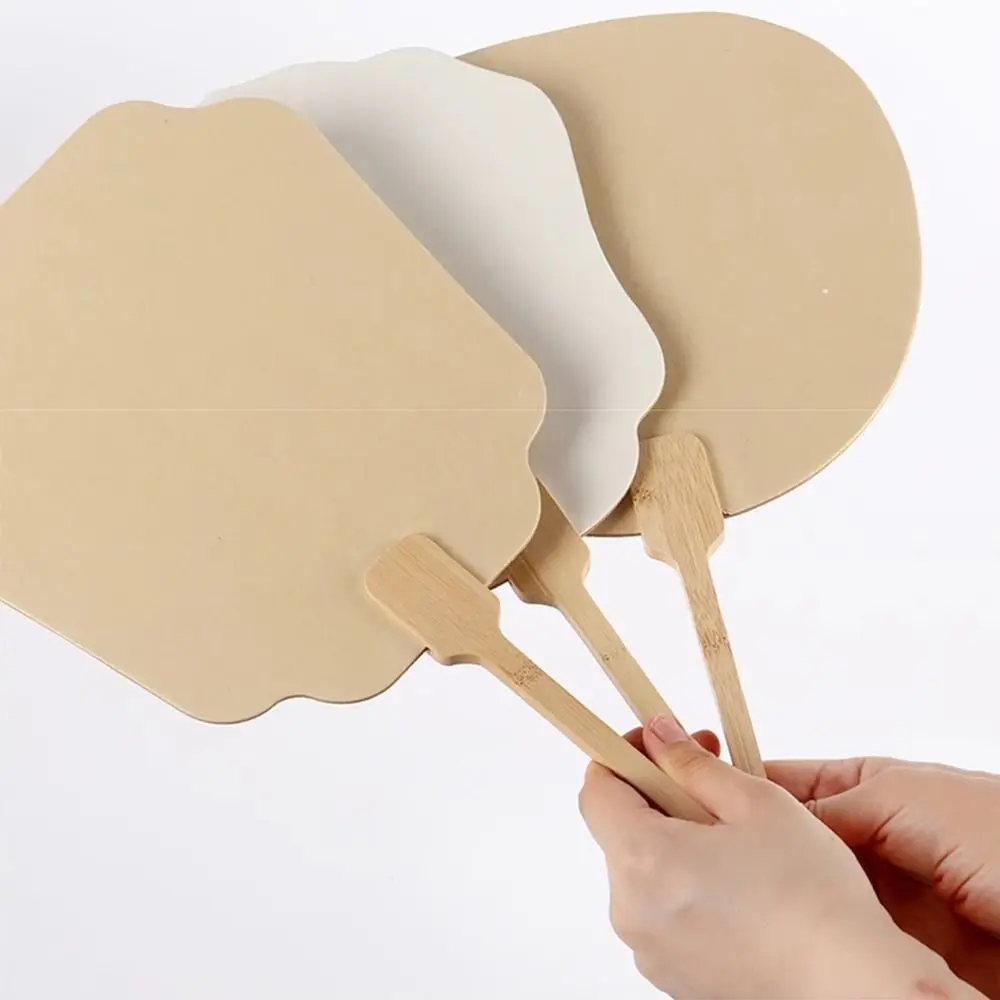 5Pcs Double-side Paper Hand Fans Portable DIY Painting Blank Paper Fan Thick Xuan Paper with Tassel Hand Painting Graffiti Fans