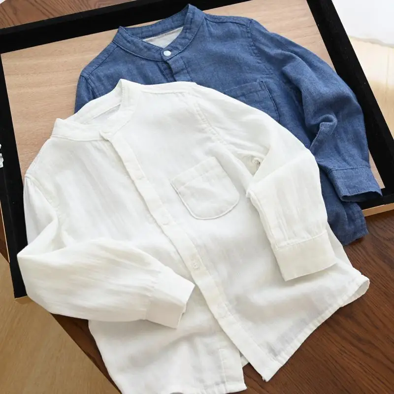 Children Cotton Shirt Boys Girls Blouse Base Layer Top Spring Autumn New Kids Clothing
