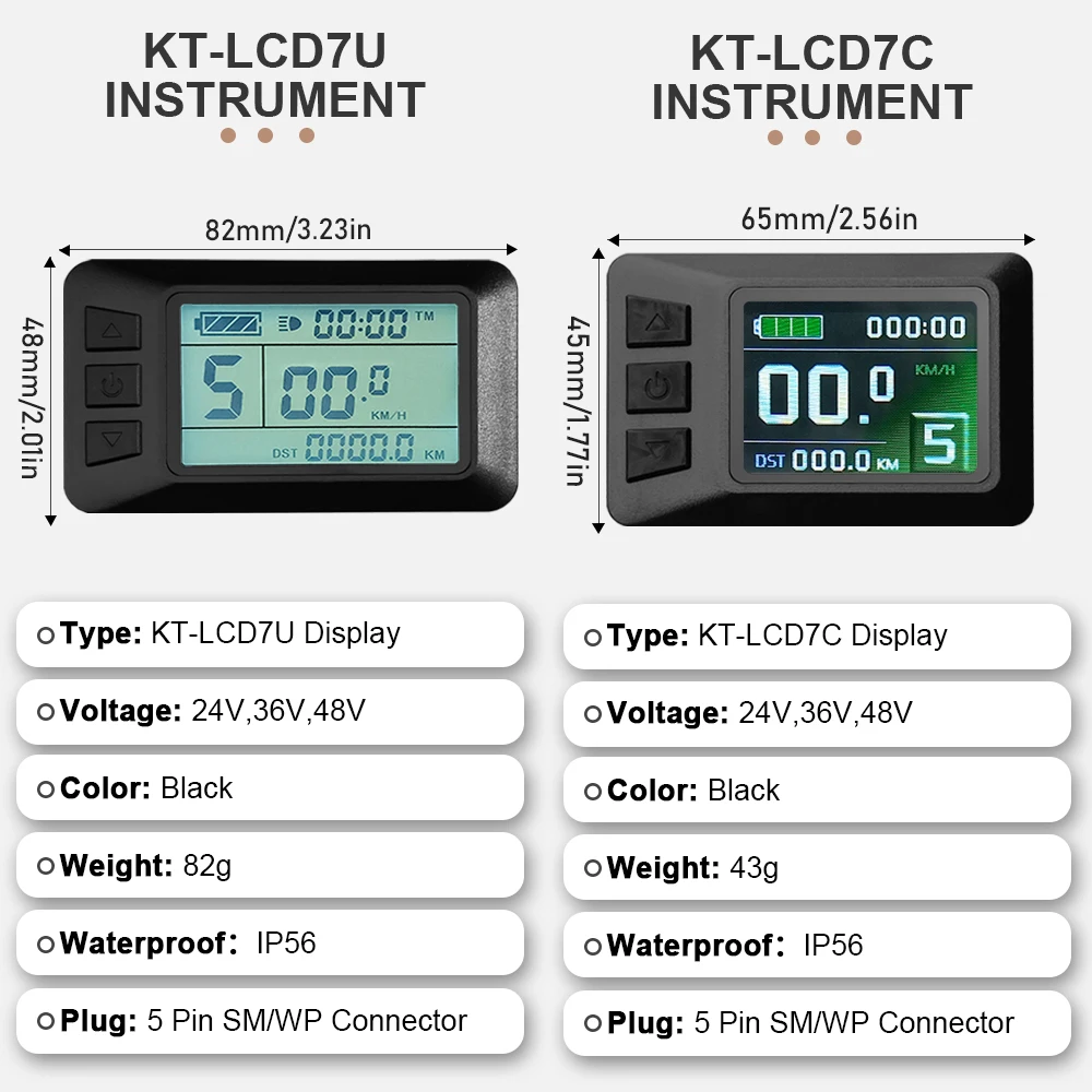 Electric Bicycle KT Display LCD3 LCD5 LCD7 LCD8H LED880 24V 36V 48V 72V Ebike intelligent Kunteng Display for Electric Bike Kit