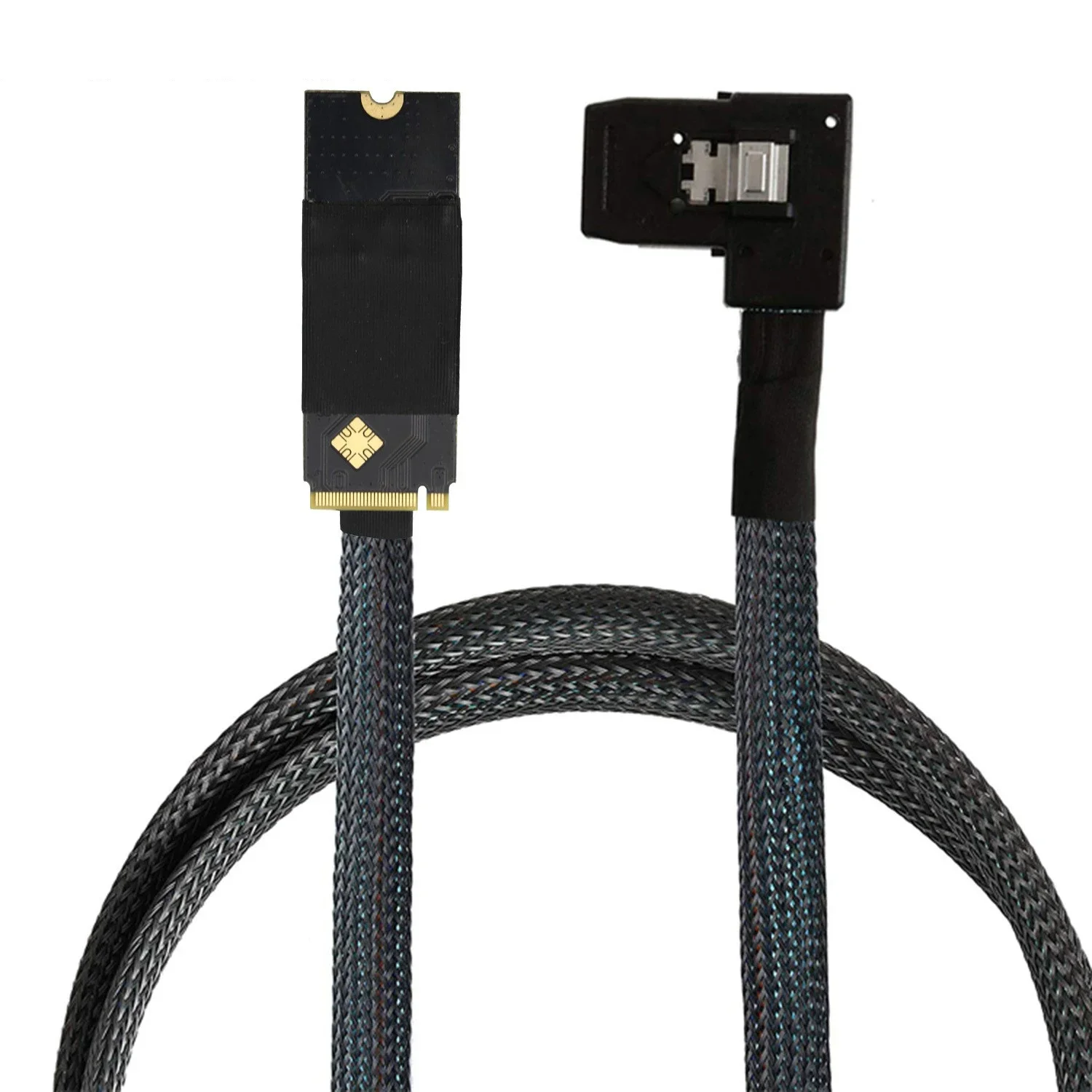 M.2(M-Key NVMe 2260) to SAS SFF-8087 Left Bend Plug and Play Server High Speed Cable