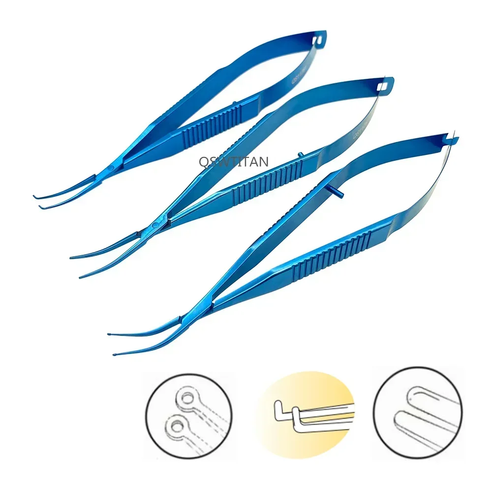 Strumento chirurgico oftalmico: pinza per lenti stile Clayman Kratz in titanio