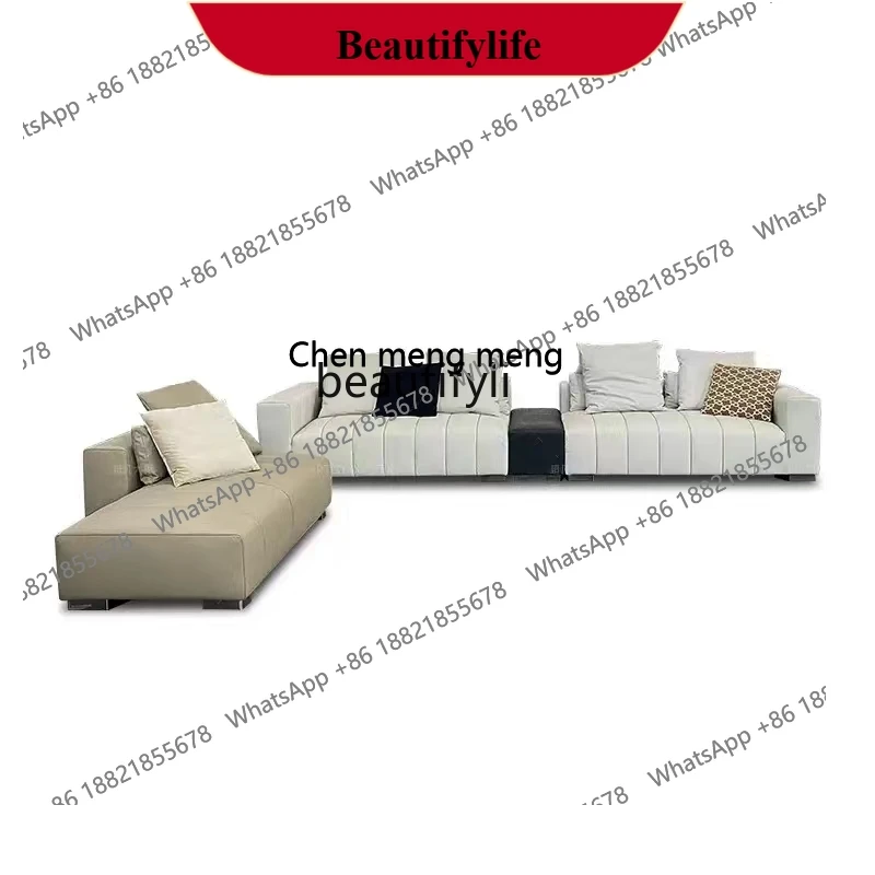 

z183 Итальянский светлый роскошный прямой уголок L-образной формы, большой размер плоского пола для квартиры, диван для гостиной с ключом