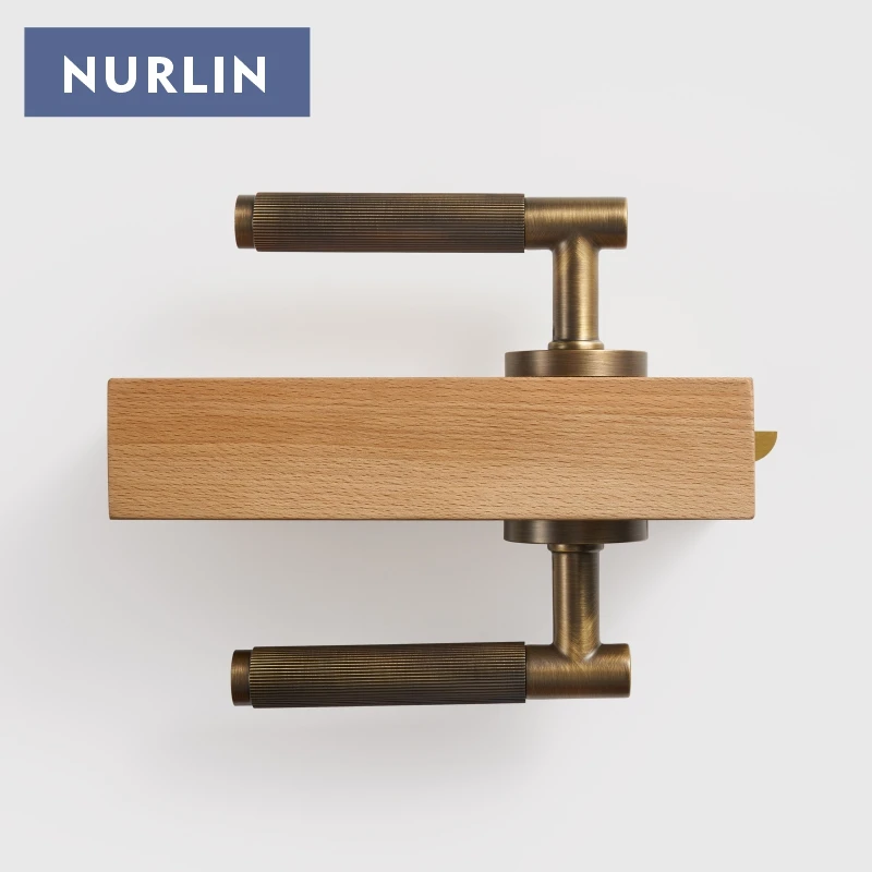 Nurlin Brass Linear Door Level Handle Set Mortise Passage Privacy Thumble Turn Deadbol Dummy Matt Bronze Black Gold Optional