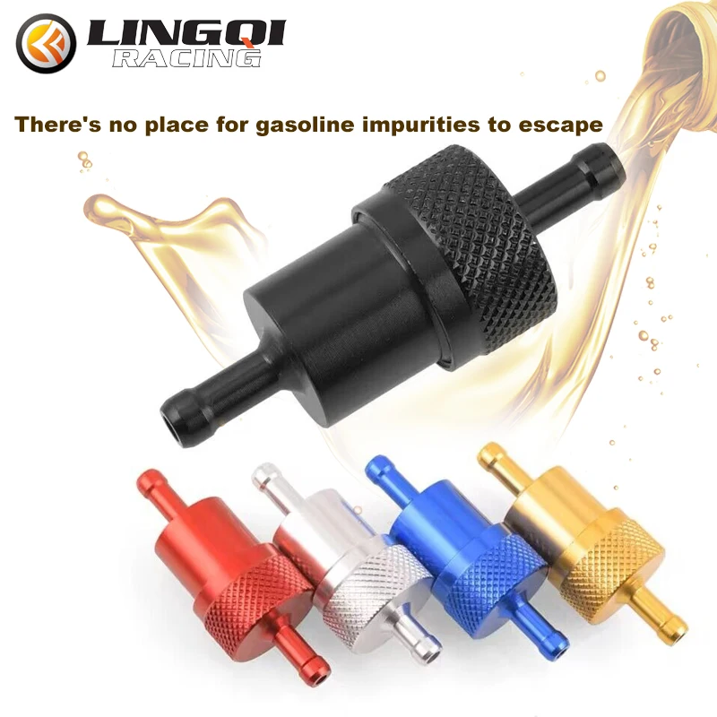 LYNNCHI CNC Aluminum Copper Core Motorcycle Gas Fuel Gasoline Oil Filter Moto Accessories For ATV Dirt Pit Bike Motocross Parts