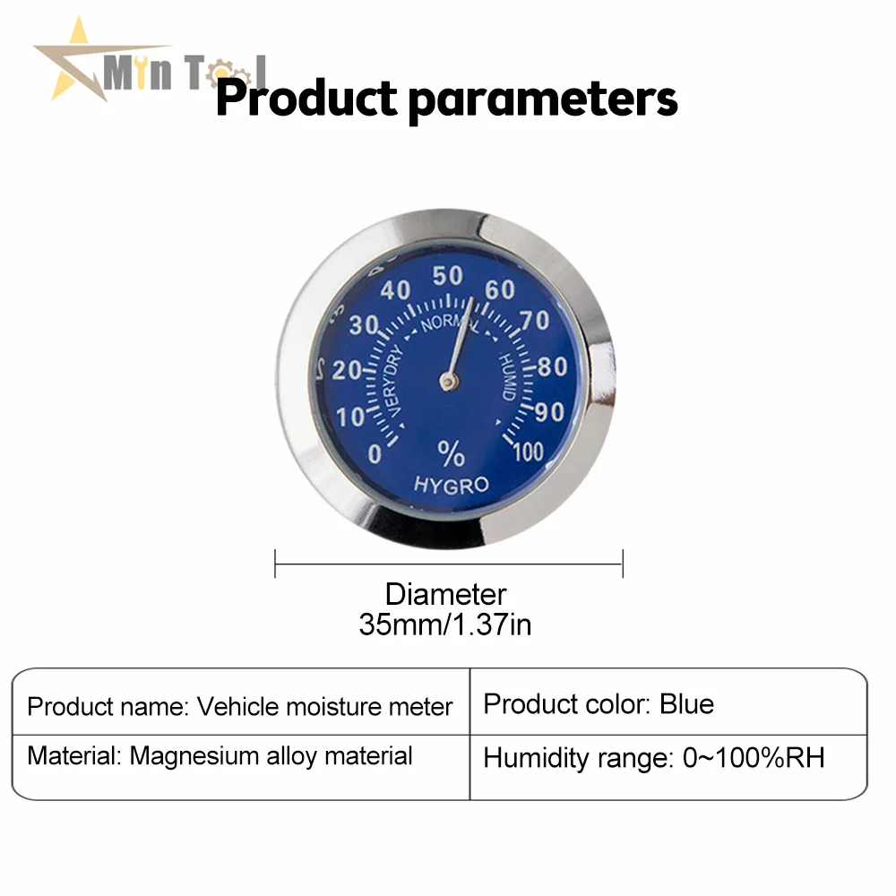 Mini Thermometer Hygrometer No Battery Analog 58mm Car Temperature Gauge with Double-sided Sticker Mini Thermometer For Car Tool