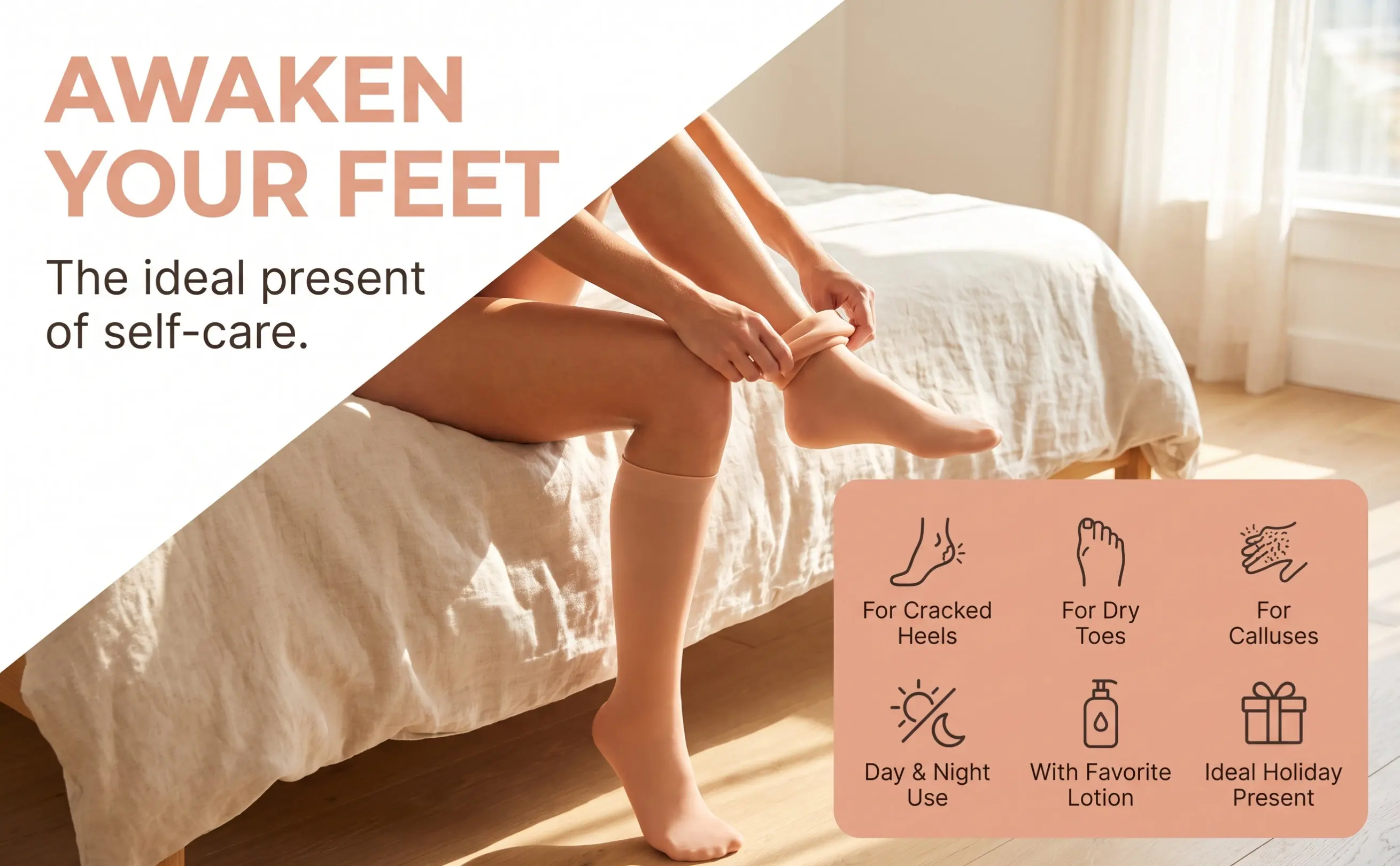 1Pair Skin Friendly Moisturizing Socks Dry Cracked Foot Care Long Foot Covers for Women Girls Softening Repair