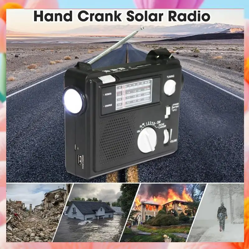 

Emergency Radio Portable Emergency Radio Weather Alert Radio With Cellphone Charging Hand Crank & Battery Operated-ABJQ