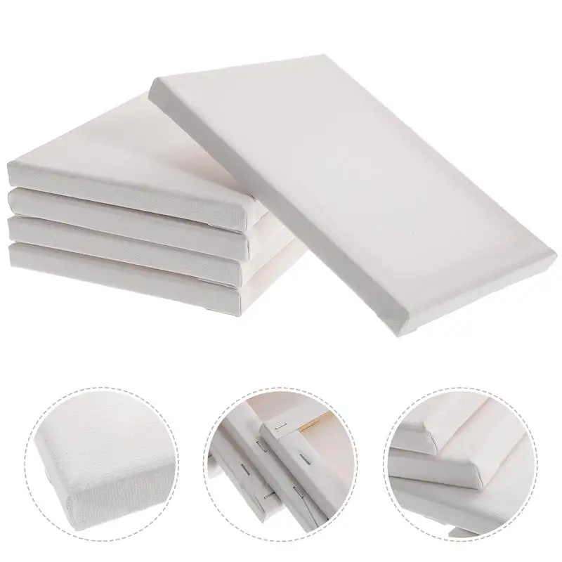 5pcs Stretched Canvas Blank Painting Canvas for Acrylics Oils Watercolor Painting Stretch Acrylic Pouring for Painting Bulk Thin