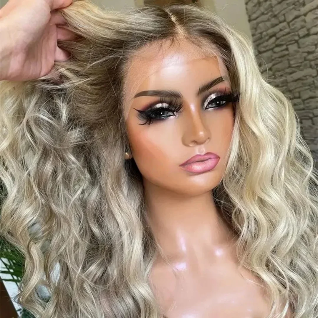 Soft 24Inch Highlight Blonde Glueless HD Lace Front Wig For Women Pre Plucked Transparent Lace Heat Resistant Daily