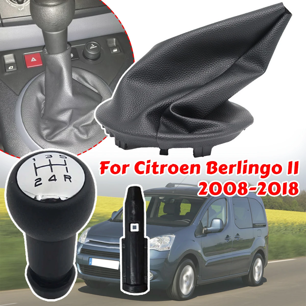 

5-скоростная ручка переключения передач для Citroen Berlingo II 2008 2009-2018 Opel Combo Cargo Life, аксессуары для салона автомобиля из искусственной кожи
